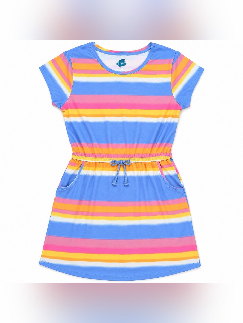 Extremely Me Girls Rainbow Stripe Dress Size 14 | Pockets | Elastic Waist